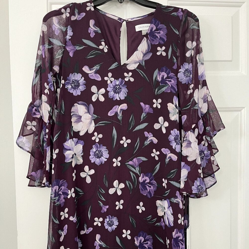 NWT Calving Klein purple floral dress